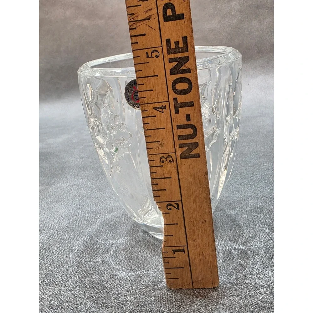 St George Crystal Holly Berry Votive Candle Holder‎ 24% Lead Crystal Holiday